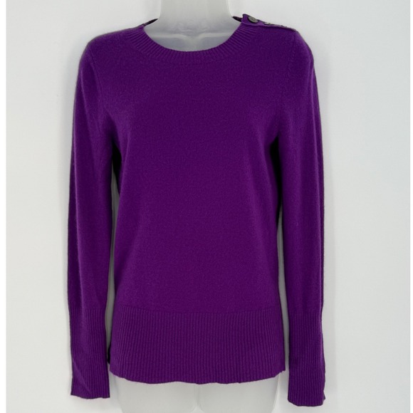 Fenn Wright Manson Purple Cashmere Sweater Button Shoulder Dark Academia 91-11 - Picture 1 of 12